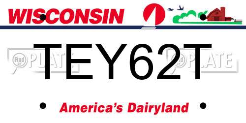 TEY62T Wisconsin License Plate