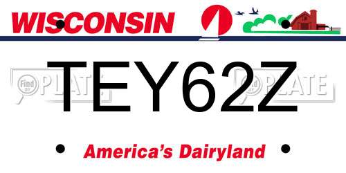 TEY62Z Wisconsin License Plate