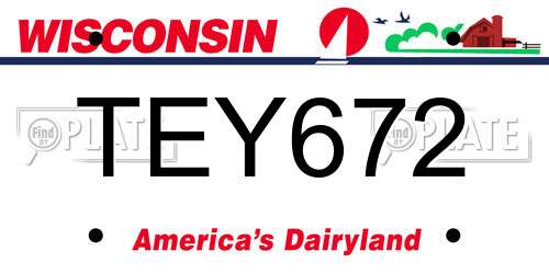 TEY672 Wisconsin License Plate