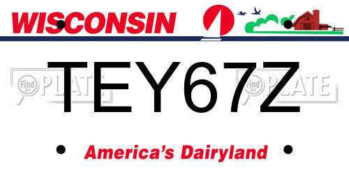 TEY67Z Wisconsin License Plate