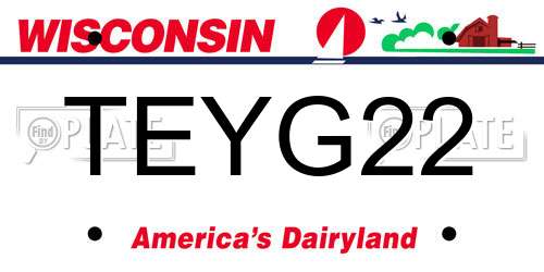 TEYG22 Wisconsin License Plate