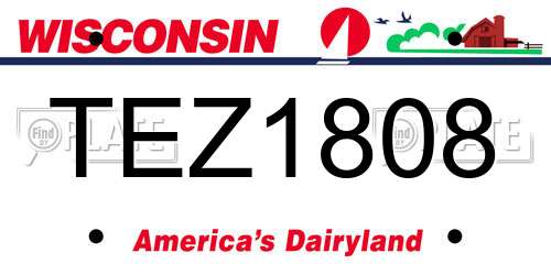 TEZ1808 Wisconsin License Plate