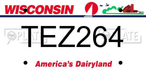 TEZ264 Wisconsin License Plate
