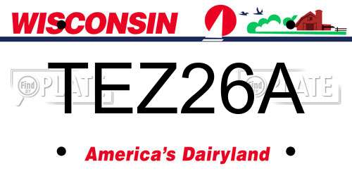 TEZ26A Wisconsin License Plate