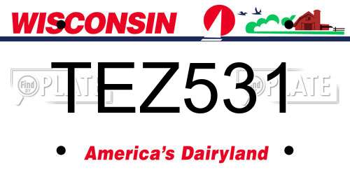 TEZ531 Wisconsin License Plate