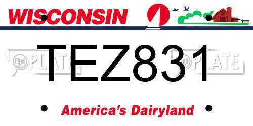 TEZ831 Wisconsin License Plate