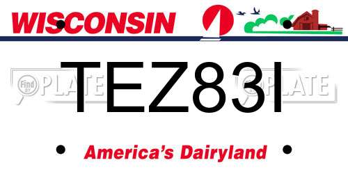 TEZ83I Wisconsin License Plate