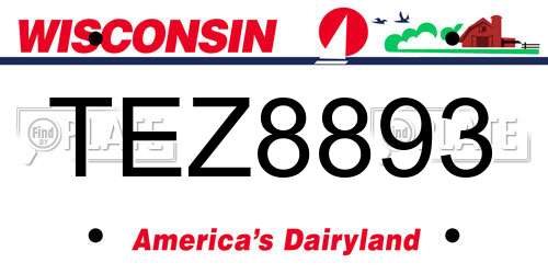 TEZ8893 Wisconsin License Plate