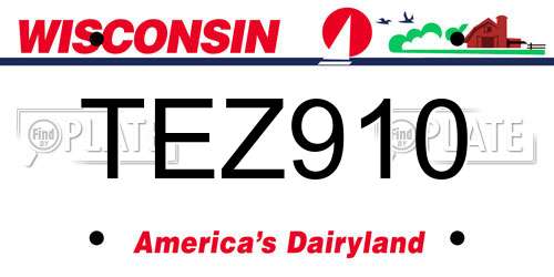 TEZ910 Wisconsin License Plate