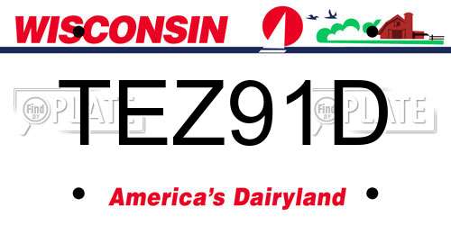 TEZ91D Wisconsin License Plate