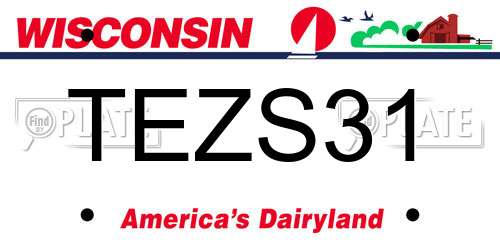 TEZS31 Wisconsin License Plate