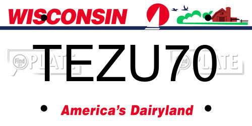 TEZU70 Wisconsin License Plate