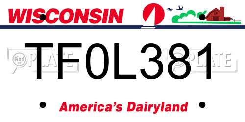 TF0L381 Wisconsin License Plate
