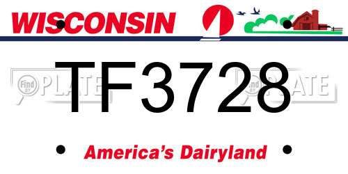 TF3728 Wisconsin License Plate
