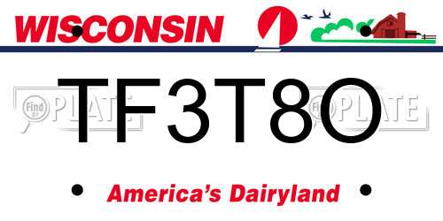 TF3T8O Wisconsin License Plate