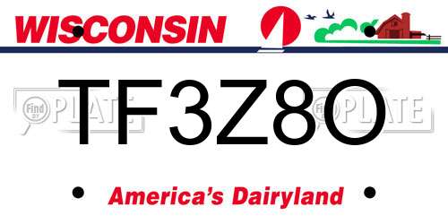 TF3Z8O Wisconsin License Plate