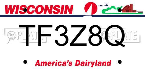TF3Z8Q Wisconsin License Plate