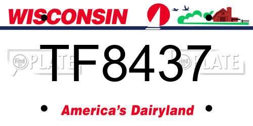 TF8437 Wisconsin License Plate