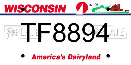 TF8894 Wisconsin License Plate