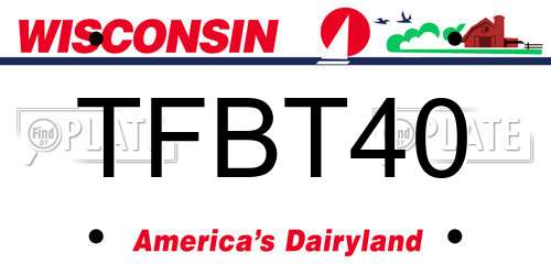 TFBT40 Wisconsin License Plate