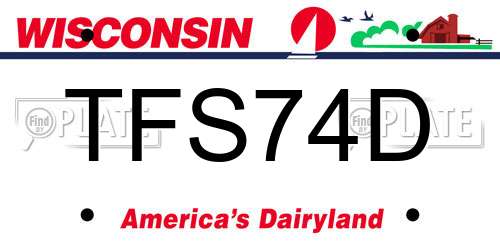 TFS74D Wisconsin License Plate