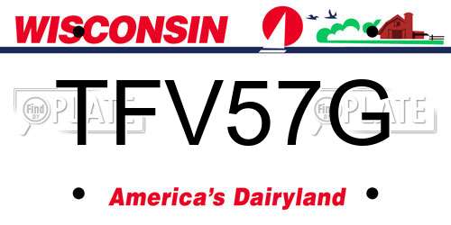 TFV57G Wisconsin License Plate