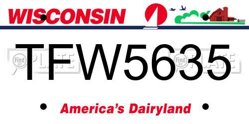 TFW5635 Wisconsin License Plate