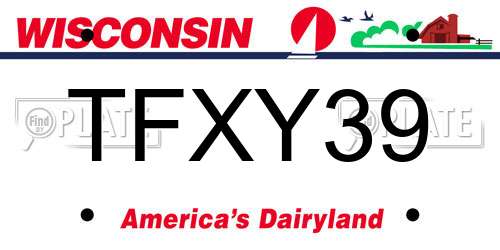 TFXY39 Wisconsin License Plate