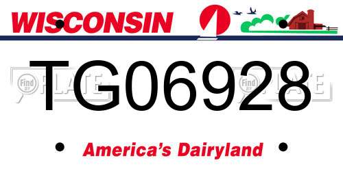 TG06928 Wisconsin License Plate