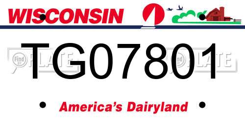 TG07801 Wisconsin License Plate