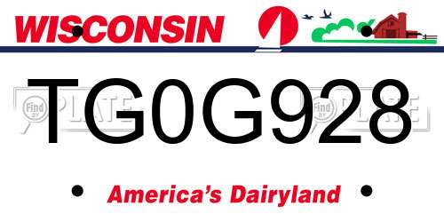 TG0G928 Wisconsin License Plate