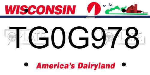 TG0G978 Wisconsin License Plate