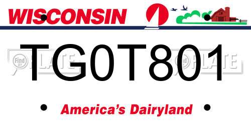 TG0T801 Wisconsin License Plate