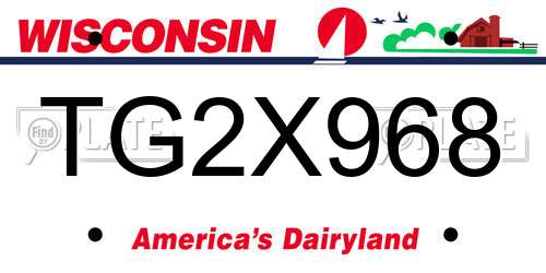 TG2X968 Wisconsin License Plate