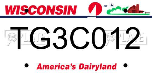 TG3C012 Wisconsin License Plate