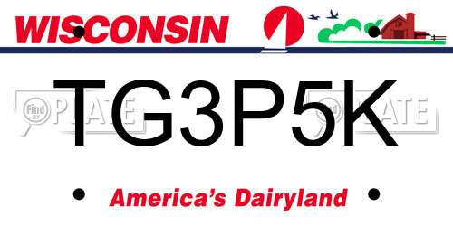 TG3P5K Wisconsin License Plate