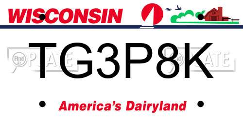 TG3P8K Wisconsin License Plate