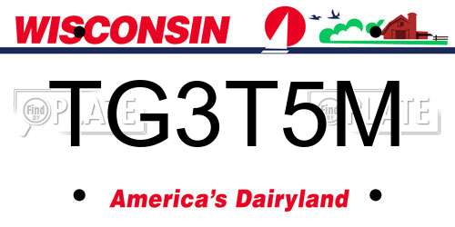 TG3T5M Wisconsin License Plate