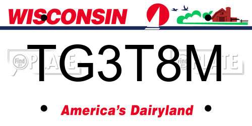 TG3T8M Wisconsin License Plate