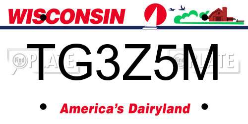 TG3Z5M Wisconsin License Plate