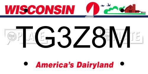 TG3Z8M Wisconsin License Plate