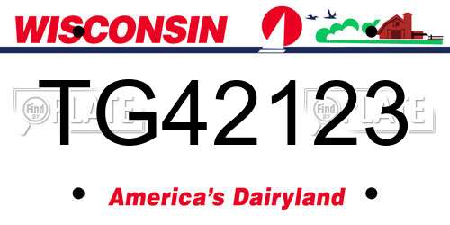 TG42123 Wisconsin License Plate