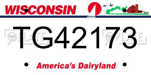 TG42173 Wisconsin License Plate