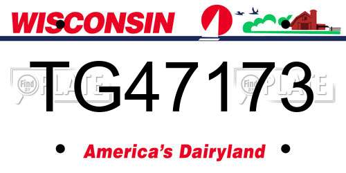 TG47173 Wisconsin License Plate