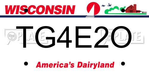 TG4E2O Wisconsin License Plate