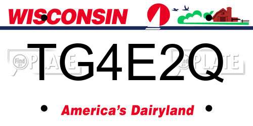 TG4E2Q Wisconsin License Plate