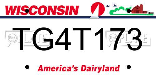 TG4T173 Wisconsin License Plate