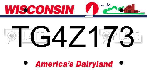 TG4Z173 Wisconsin License Plate