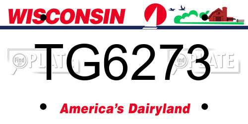TG6273 Wisconsin License Plate
