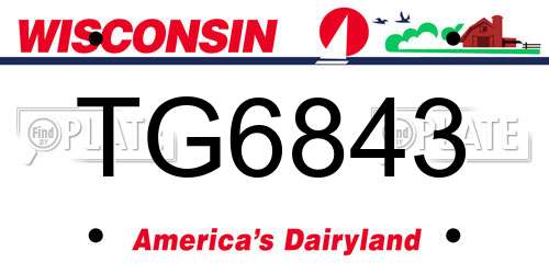 TG6843 Wisconsin License Plate